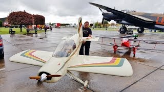 GIANT SCALE RC BEDE BD8  DLE 222cc FLAT FOUR  PAUL amp DAVE AT LMA RAF COSFORD AIRSHOW  2  2017 [upl. by Leuneb]