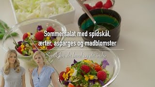 Sommersalat med spidskål ærter asparges og madblomster [upl. by Kciredohr]