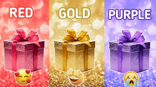 Choose your Gift 🥰🤩😭🎁 3 gift box challenge 2 good 1 bad  RedGold amp Purple giftboxchallenge [upl. by Nylaras]