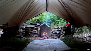 Bushcraft Camping in the Wilderness With My Dog Wilderness Cooking Nature Sounds Asmr [upl. by Ettenwad]