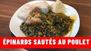 ÉPINARDS SAUTÉS AUX POIVRONS ET AU POULET [upl. by Sunshine]