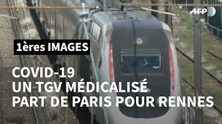 Covid19 en France à Paris départ vers la Bretagne dun deuxième TGV avec des malades  AFP Images [upl. by Nilknarf636]