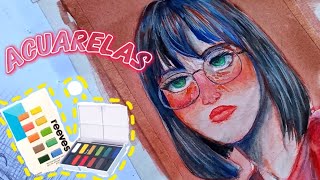 🎨PINTANDO CON ACUARELAS de la marca quotREEVESquot y mi opinión sobre ellas [upl. by Lori]