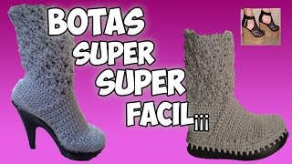 BOTAS TEJIDAS EN CROCHET SUPER SUPER FACIL [upl. by Akinhoj]