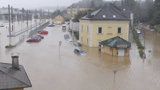 Verheerendes Hochwasser in Österreich  historischer Wasserstand in St Pölten Niederösterreich [upl. by Bahr516]