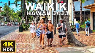 4K HDR Waikiki Narrated Walk  2023  Honolulu Oahu Hawaii [upl. by Auqinet241]