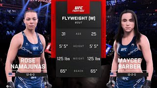 Rose Namajunas vs Maycee Barber FULL FIGHT  UFC 5 AI Simulation [upl. by Mieka525]