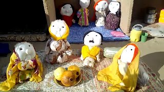 Guava eating Dolls enjoying in Village Mud Home Mini Village Show [upl. by Adnawed326]