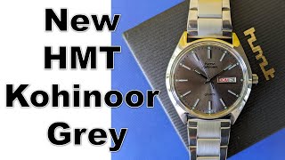 Unboxing HMT Kohinoor Quartz Grey Lumed Analog Day amp Date Watch Closeup review [upl. by Ahsin611]