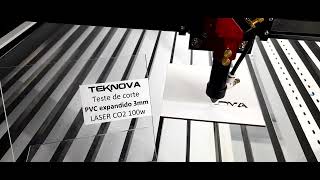 Laser CO2  Teknova  Cortando PVC expandido 3mm 1 chapa [upl. by Granlund]