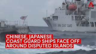 Chinese and Japanese coast guard ships face off around disputed islands [upl. by Leiram4]