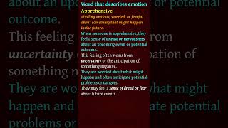 Word that describes Emotion Apprehensive  Vocabulary  English Speaking Made Easy  vocabulary [upl. by Shriver]