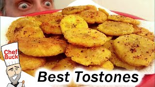 Fried Green Plantains  Best Tostones Recipe [upl. by Ecnerrat949]