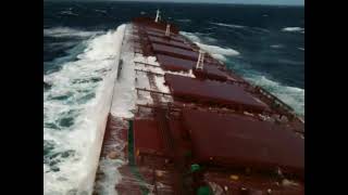 Capesize bulk carrier on heavy seas at Pacific Ocean [upl. by Airrat]