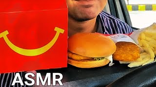 ASMR EATING l MCDONALDS HAPPY MEAL BURGER amp HASH BROWN I CAR MUKBANG l MICBANG ASMR [upl. by Aelsel]