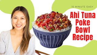 SPICY Ahi Tuna Poke Bowl Recipe [upl. by Farhi]