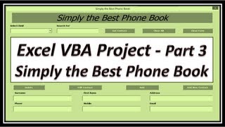 Excel VBA  Phone Book  Contact Manager  Phone List  Excel 2010 [upl. by Hamel429]