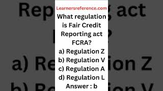 What regulation is FCRA 66 Shorts [upl. by Esidnak]