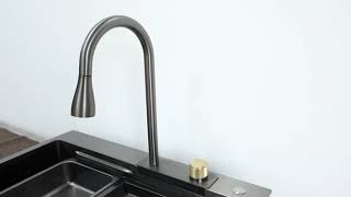 Waterfall Stainless Steel Kitchen Sink with PullDown Faucet and Multiple Accessories [upl. by Nandor]