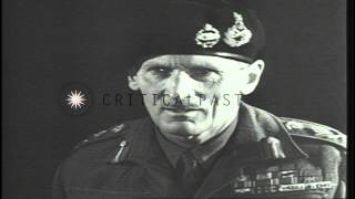 British Field Marshal Bernard Montgomery visits a war factory and speaks to workeHD Stock Footage [upl. by Leelaj]