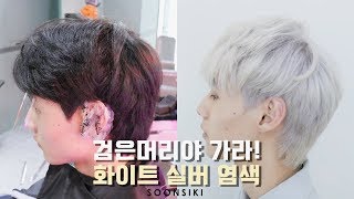 검은머리는 가라 화이트실버 염색 Black hair is bye white silver dyeing l soonsiki [upl. by Enialedam]