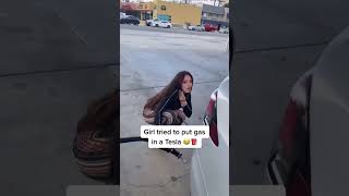 She tried to put gas in a Tesla [upl. by Moule]