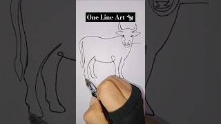 Cow Drawing From One Line  Cow Drawing Easy cow drawing shorts [upl. by Barlow]