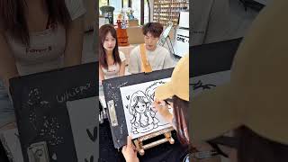 art artist paint draw portrait acrylicpainting picture tiktok caricature reaction couple [upl. by Quickel]