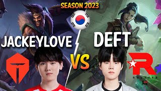 TES JackeyLove vs KT Deft  JackeyLove DRAVEN vs Deft CAITLYN ADC  Patch 141 KR Ranked  lolrec [upl. by Salisbury483]