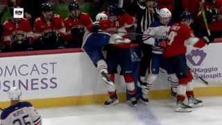 Tkachuk and Bennett start scrum against Oilers [upl. by Eiznik705]