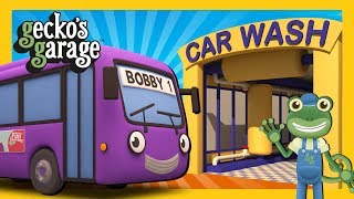 Bobby The Bus In The Car Wash  Geckos Garage  Truck Cartoons [upl. by Caines]