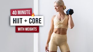 40 MIN KILLER HIIT amp CORE Workout  With Weights  Full Body and Abs at Home  Dumbbells [upl. by Lewie]