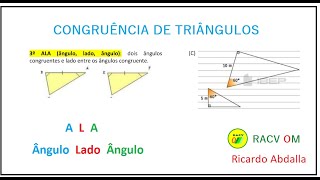 Congruência de Triângulos  A L A  Ângulo Lado Ângulo  Parte 3 [upl. by Aidin467]