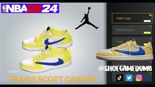 How To Travis Scott x Jordan I Low “Canary” on NBA 2K24 Shoe Creator [upl. by Eelnayr]