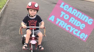 BEST TODDLER CHANNEL TODDLER LEARNS TO RIDE A TRICYCLE Radio Flyer ReadyToRide Bike [upl. by Wynn]