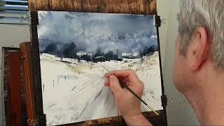 Watercolour winter landscape live stream [upl. by Dearman]