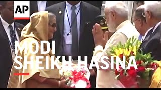 Modi welcomes Bangladesh Prime Minister Sheikh Hasina [upl. by Vitale4]