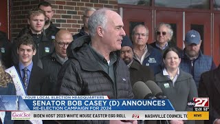 Bob Casey announces reelection bid [upl. by Peta664]