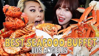 ALL YOU CAN EAT LOBSTER amp CRAB BUFFET Seafood Mukbang at Cafe Sierra ft RainaHuang [upl. by Aserat]