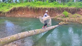 JALA IKAN DI SUNGAI KECIL DAN JERNIH HASILNYA BIKIN KAGET Amazing fishing nets [upl. by Elsinore]