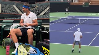 Rafael Nadal vs Tommy Haas Amazing Practice Match  Indian Wells 2024 [upl. by Loraine]