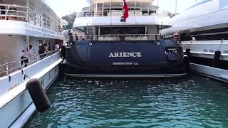 A Tight Squeeze Docking of a Mega Yacht in Port of Hercules Monaco [upl. by Enimrej262]