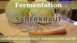 Homemade Sauerkraut Part 1  Recipe  Fermentation  How to Ferment Sauerkraut amp Make 4 Varieties [upl. by Irb]