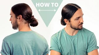 How To Do A Sleek Man Bun  With Middle Part [upl. by Renelle]