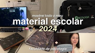 MATERIAL ESCOLAR DA FACULDADE 2024  mostrei tudo psicologia  2ª fase 🧠📚💻🫧 [upl. by Trimble]