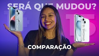 Será que tem diferença do iPhone 14 para o 15 COMPARATIVO [upl. by Gimpel120]