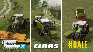 Hay Bales  Claas Axion 870 Elho Duett 7300 amp Claas Quadrant 5300 FC  Farming Simulator 22 [upl. by Orvil]