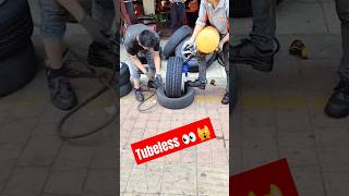 Tubeless Tyre Proper Fitted With Air🙀❤‍🔥👀 automobile mechanic cartyre tubelesstyre shorts cars [upl. by Cinimmod177]