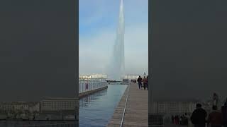 A 140 metertall Fountain  The Geneva Water Fountain Jet dEau de Genève  Switzerland [upl. by Aloiv]