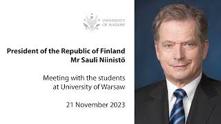 President of the Republic of Finlands meeting with the students at University of Warsaw [upl. by Saxe]